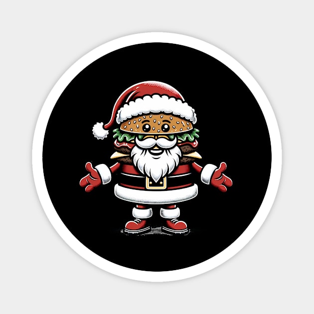 Funny Burger Xmas Style, Santa Loves Burgers Magnet by logiamerch